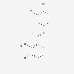 molecular formula C14H11BrClNO2 B463734 2-{[(4-Bromo-3-chlorophenyl)imino]methyl}-6-methoxyphenol 