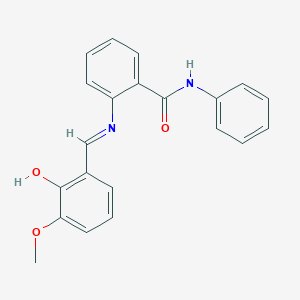 molecular formula C21H18N2O3 B463735 2-[(2-hydroxy-3-methoxybenzylidene)amino]-N-phenylbenzamide 