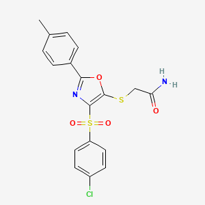 2-{[4-(4-Chlorobenzenesulfonyl)-2-(4-methylphenyl)-1,3-oxazol-5-YL]sulfanyl}acetamide