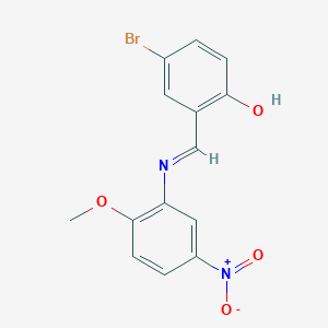 molecular formula C14H11BrN2O4 B463738 4-Bromo-2-{[(2-methoxy-5-nitrophenyl)imino]methyl}phenol 