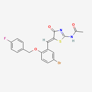 molecular formula C19H14BrFN2O3S B4637455 N-[(5Z)-5-{5-bromo-2-[(4-fluorobenzyl)oxy]benzylidene}-4-oxo-4,5-dihydro-1,3-thiazol-2-yl]acetamide 