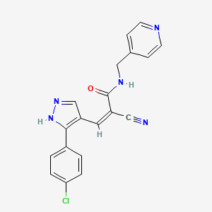 3-[3-(4-chlorophenyl)-1H-pyrazol-4-yl]-2-cyano-N-(4-pyridinylmethyl)acrylamide