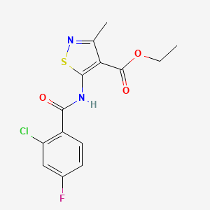 molecular formula C14H12ClFN2O3S B4637628 ethyl 5-[(2-chloro-4-fluorobenzoyl)amino]-3-methyl-4-isothiazolecarboxylate 