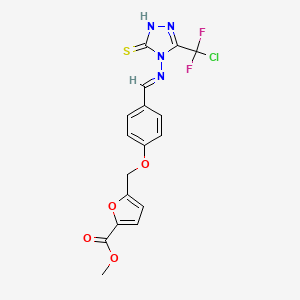 methyl 5-({4-[(E)-({3-[chloro(difluoro)methyl]-5-sulfanyl-4H-1,2,4-triazol-4-yl}imino)methyl]phenoxy}methyl)furan-2-carboxylate