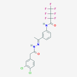 molecular formula C20H14Cl2F7N3O2 B4637725 N-(3-{N-[(3,4-dichlorophenyl)acetyl]ethanehydrazonoyl}phenyl)-2,2,3,3,4,4,4-heptafluorobutanamide 