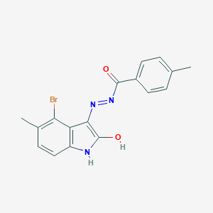 molecular formula C17H14BrN3O2 B463786 N'-(4-bromo-5-methyl-2-oxo-1,2-dihydro-3H-indol-3-ylidene)-4-methylbenzohydrazide 
