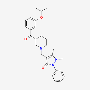 molecular formula C27H33N3O3 B4637892 4-{[3-(3-isopropoxybenzoyl)-1-piperidinyl]methyl}-1,5-dimethyl-2-phenyl-1,2-dihydro-3H-pyrazol-3-one 