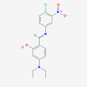 molecular formula C17H18ClN3O3 B463799 2-{(E)-[(4-chloro-3-nitrophenyl)imino]methyl}-5-(diethylamino)phenol 