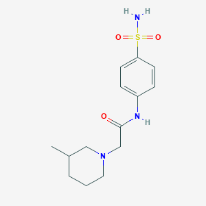 molecular formula C14H21N3O3S B4638039 N-[4-(aminosulfonyl)phenyl]-2-(3-methyl-1-piperidinyl)acetamide 