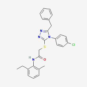 2-{[5-benzyl-4-(4-chlorophenyl)-4H-1,2,4-triazol-3-yl]thio}-N-(2-ethyl-6-methylphenyl)acetamide