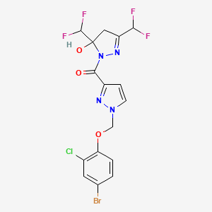 molecular formula C16H12BrClF4N4O3 B4638124 [3,5-bis(difluoromethyl)-5-hydroxy-4,5-dihydro-1H-pyrazol-1-yl]{1-[(4-bromo-2-chlorophenoxy)methyl]-1H-pyrazol-3-yl}methanone 