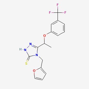 molecular formula C16H14F3N3O2S B4638181 4-(furan-2-ylmethyl)-5-{1-[3-(trifluoromethyl)phenoxy]ethyl}-4H-1,2,4-triazole-3-thiol 