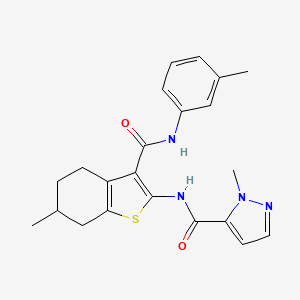 molecular formula C22H24N4O2S B4638264 1-methyl-N-{6-methyl-3-[(3-methylphenyl)carbamoyl]-4,5,6,7-tetrahydro-1-benzothiophen-2-yl}-1H-pyrazole-5-carboxamide 