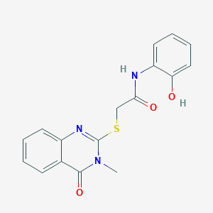 molecular formula C17H15N3O3S B4638284 N-(2-hydroxyphenyl)-2-[(3-methyl-4-oxo-3,4-dihydro-2-quinazolinyl)thio]acetamide 