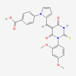 4-(2-{(E)-[1-(2,4-dimethoxyphenyl)-4,6-dioxo-2-thioxotetrahydropyrimidin-5(2H)-ylidene]methyl}-1H-pyrrol-1-yl)benzoic acid