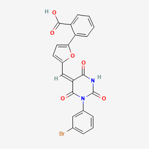 molecular formula C22H13BrN2O6 B4638358 2-(5-{(E)-[1-(3-bromophenyl)-2,4,6-trioxotetrahydropyrimidin-5(2H)-ylidene]methyl}furan-2-yl)benzoic acid 