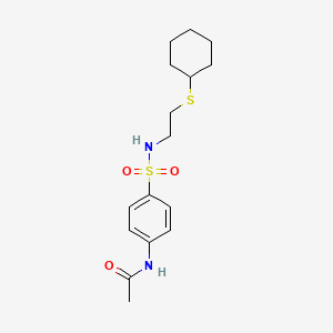 molecular formula C16H24N2O3S2 B4638416 N-[4-({[2-(cyclohexylthio)ethyl]amino}sulfonyl)phenyl]acetamide 