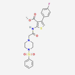 molecular formula C24H24FN3O5S2 B4638492 methyl 4-(4-fluorophenyl)-2-({[4-(phenylsulfonyl)-1-piperazinyl]acetyl}amino)-3-thiophenecarboxylate 