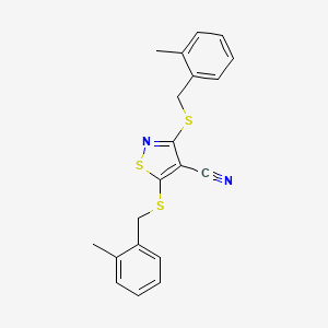 molecular formula C20H18N2S3 B4638510 BIS({[(2-METHYLPHENYL)METHYL]SULFANYL})-1,2-THIAZOLE-4-CARBONITRILE 