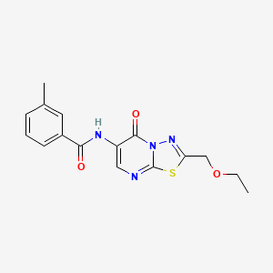 molecular formula C16H16N4O3S B4638523 N-[2-(ethoxymethyl)-5-oxo-5H-[1,3,4]thiadiazolo[3,2-a]pyrimidin-6-yl]-3-methylbenzamide 