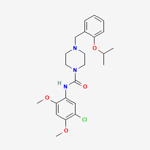 molecular formula C23H30ClN3O4 B4638539 N-(5-chloro-2,4-dimethoxyphenyl)-4-(2-isopropoxybenzyl)-1-piperazinecarboxamide 