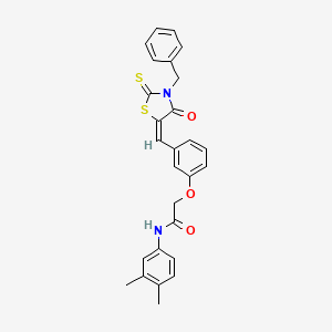 2-{3-[(3-benzyl-4-oxo-2-thioxo-1,3-thiazolidin-5-ylidene)methyl]phenoxy}-N-(3,4-dimethylphenyl)acetamide