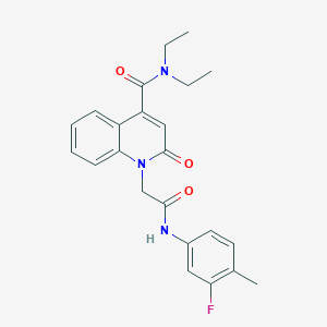 molecular formula C23H24FN3O3 B4638607 N,N-DIETHYL-1-{[(3-FLUORO-4-METHYLPHENYL)CARBAMOYL]METHYL}-2-OXO-1,2-DIHYDROQUINOLINE-4-CARBOXAMIDE 