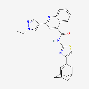 molecular formula C28H29N5OS B4638668 N~4~-[4-(1-ADAMANTYL)-1,3-THIAZOL-2-YL]-2-(1-ETHYL-1H-PYRAZOL-4-YL)-4-QUINOLINECARBOXAMIDE 