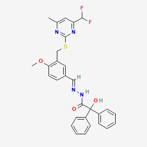 molecular formula C29H26F2N4O3S B4638673 N'-[3-({[4-(difluoromethyl)-6-methyl-2-pyrimidinyl]thio}methyl)-4-methoxybenzylidene]-2-hydroxy-2,2-diphenylacetohydrazide 