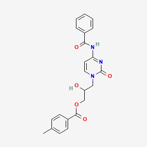 3-(4-BENZAMIDO-2-OXO-1,2-DIHYDROPYRIMIDIN-1-YL)-2-HYDROXYPROPYL 4-METHYLBENZOATE