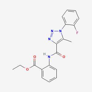 molecular formula C19H17FN4O3 B4638694 ethyl 2-({[1-(2-fluorophenyl)-5-methyl-1H-1,2,3-triazol-4-yl]carbonyl}amino)benzoate 