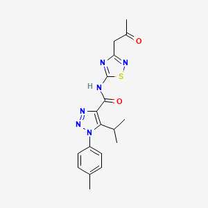 1-(4-methylphenyl)-N-[3-(2-oxopropyl)-1,2,4-thiadiazol-5-yl]-5-(propan-2-yl)-1H-1,2,3-triazole-4-carboxamide