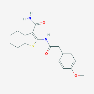 molecular formula C18H20N2O3S B463872 2-{[(4-Methoxyphenyl)acetyl]amino}-4,5,6,7-tetrahydro-1-benzothiophene-3-carboxamide CAS No. 315676-21-2