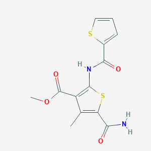 molecular formula C13H12N2O4S2 B4638733 methyl 5-(aminocarbonyl)-4-methyl-2-[(2-thienylcarbonyl)amino]-3-thiophenecarboxylate 