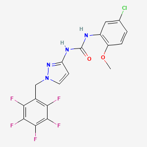 molecular formula C18H12ClF5N4O2 B4638736 N-(5-CHLORO-2-METHOXYPHENYL)-N'-[1-(2,3,4,5,6-PENTAFLUOROBENZYL)-1H-PYRAZOL-3-YL]UREA 