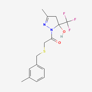 1-[5-hydroxy-3-methyl-5-(trifluoromethyl)-4,5-dihydro-1H-pyrazol-1-yl]-2-[(3-methylbenzyl)sulfanyl]ethanone