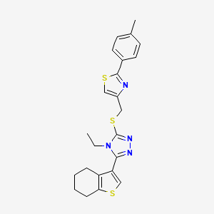 molecular formula C23H24N4S3 B4638831 4-ethyl-3-({[2-(4-methylphenyl)-1,3-thiazol-4-yl]methyl}thio)-5-(4,5,6,7-tetrahydro-1-benzothien-3-yl)-4H-1,2,4-triazole 