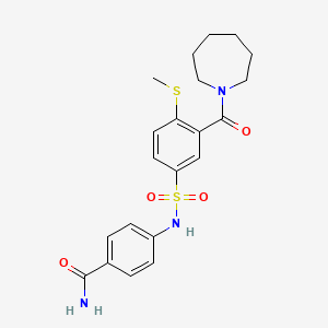 4-({[3-(1-azepanylcarbonyl)-4-(methylthio)phenyl]sulfonyl}amino)benzamide