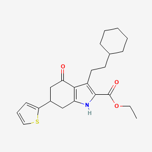 ethyl 3-(2-cyclohexylethyl)-4-oxo-6-(thiophen-2-yl)-4,5,6,7-tetrahydro-1H-indole-2-carboxylate