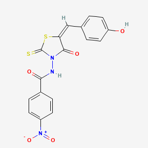 N-[(5E)-5-[(4-hydroxyphenyl)methylidene]-4-oxo-2-sulfanylidene-1,3-thiazolidin-3-yl]-4-nitrobenzamide