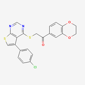 2-[5-(4-Chlorophenyl)thieno[2,3-d]pyrimidin-4-yl]sulfanyl-1-(2,3-dihydro-1,4-benzodioxin-6-yl)ethanone