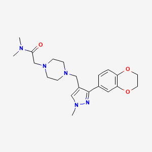 2-(4-{[3-(2,3-dihydro-1,4-benzodioxin-6-yl)-1-methyl-1H-pyrazol-4-yl]methyl}-1-piperazinyl)-N,N-dimethylacetamide