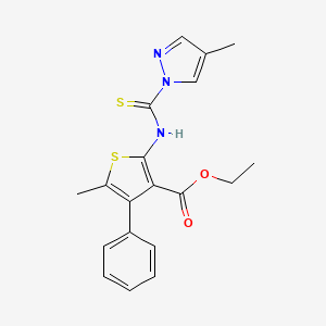 ethyl 5-methyl-2-{[(4-methyl-1H-pyrazol-1-yl)carbonothioyl]amino}-4-phenyl-3-thiophenecarboxylate