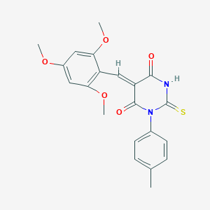 (5Z)-1-(4-methylphenyl)-2-sulfanylidene-5-[(2,4,6-trimethoxyphenyl)methylidene]-1,3-diazinane-4,6-dione