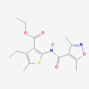 molecular formula C16H20N2O4S B4638944 ethyl 2-{[(3,5-dimethyl-4-isoxazolyl)carbonyl]amino}-4-ethyl-5-methyl-3-thiophenecarboxylate 