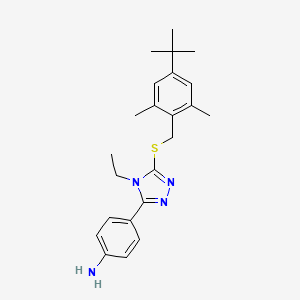 4-{5-[(4-tert-butyl-2,6-dimethylbenzyl)sulfanyl]-4-ethyl-4H-1,2,4-triazol-3-yl}aniline