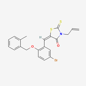 molecular formula C21H18BrNO2S2 B4639102 (5E)-5-[[5-bromo-2-[(2-methylphenyl)methoxy]phenyl]methylidene]-3-prop-2-enyl-2-sulfanylidene-1,3-thiazolidin-4-one 