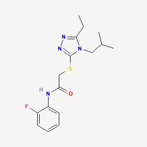 2-{[5-ethyl-4-(2-methylpropyl)-4H-1,2,4-triazol-3-yl]sulfanyl}-N-(2-fluorophenyl)acetamide