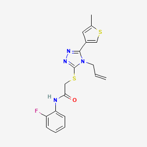 molecular formula C18H17FN4OS2 B4639144 2-{[4-ALLYL-5-(5-METHYL-3-THIENYL)-4H-1,2,4-TRIAZOL-3-YL]SULFANYL}-N-(2-FLUOROPHENYL)ACETAMIDE 