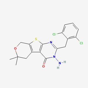 4-amino-5-[(2,6-dichlorophenyl)methyl]-12,12-dimethyl-11-oxa-8-thia-4,6-diazatricyclo[7.4.0.02,7]trideca-1(9),2(7),5-trien-3-one